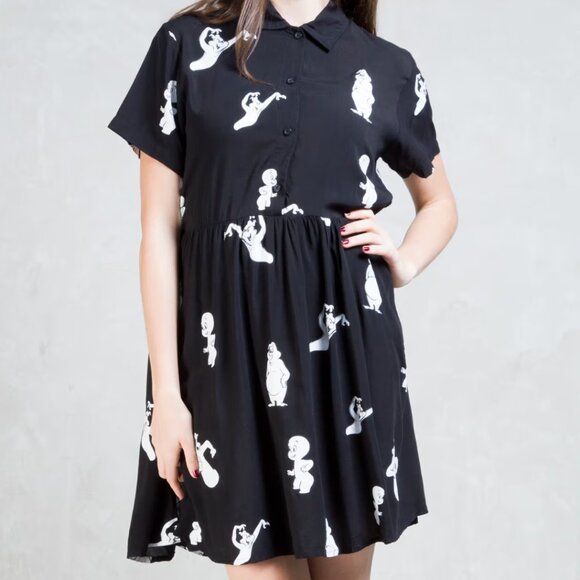 Lazy Oaf x Casper printed button down minidress RARE - Picture 2 of 7
